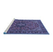 Sideview of Machine Washable Persian Blue Traditional Rug, wshtr2021blu