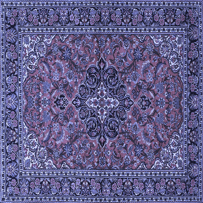 Square Machine Washable Persian Blue Traditional Rug, wshtr2021blu