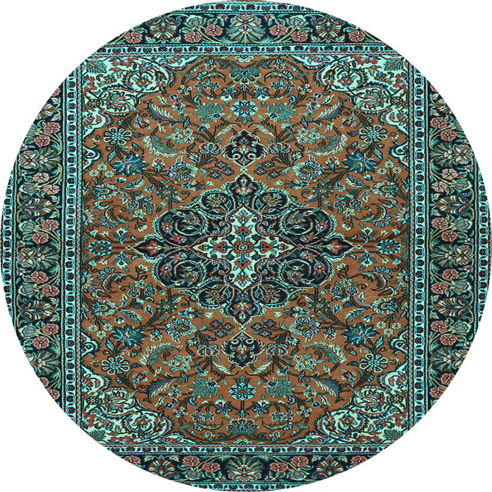 Round Machine Washable Persian Light Blue Traditional Rug, wshtr2021lblu