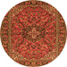 Square Persian Orange Traditional Rug, tr2021org