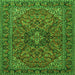 Round Machine Washable Persian Green Traditional Area Rugs, wshtr2021grn