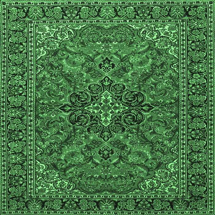 Square Persian Emerald Green Traditional Rug, tr2021emgrn