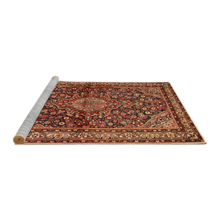 Sideview of Machine Washable Traditional Saffron Red Rug, wshtr2022