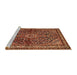 Sideview of Machine Washable Traditional Saffron Red Rug, wshtr2022