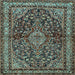 Square Machine Washable Persian Light Blue Traditional Rug, wshtr2022lblu