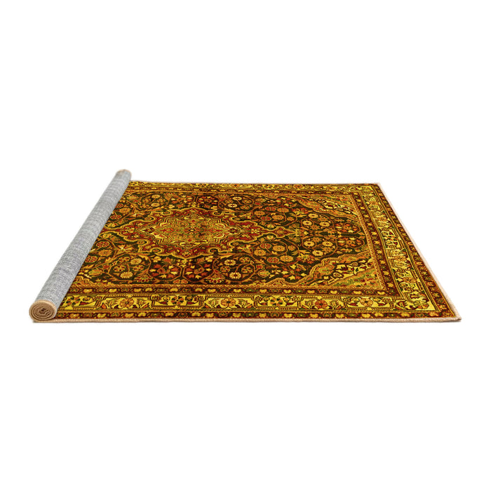 Sideview of Machine Washable Persian Yellow Traditional Rug, wshtr2022yw