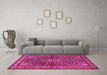 Machine Washable Persian Pink Traditional Rug in a Living Room, wshtr2022pnk