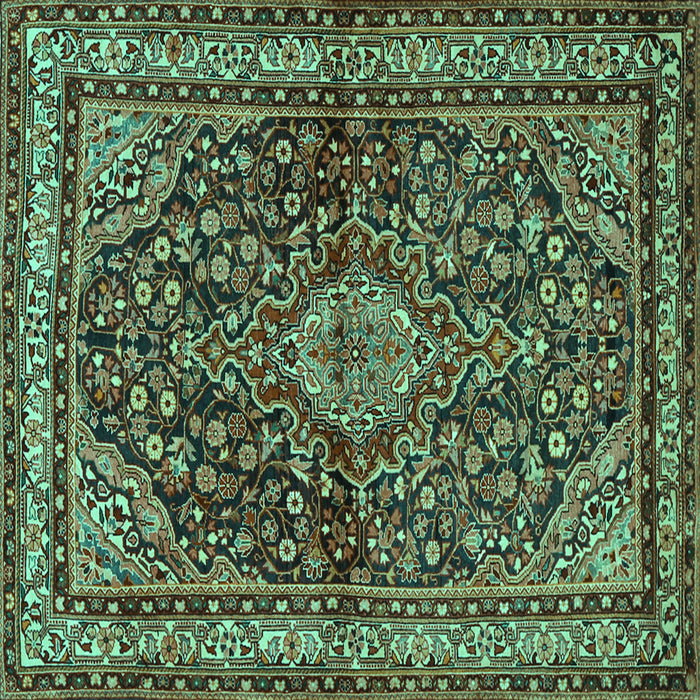 Square Persian Turquoise Traditional Rug, tr2022turq