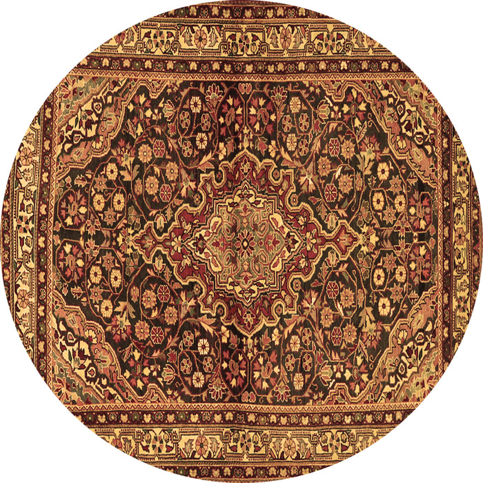 Round Persian Brown Traditional Rug, tr2022brn