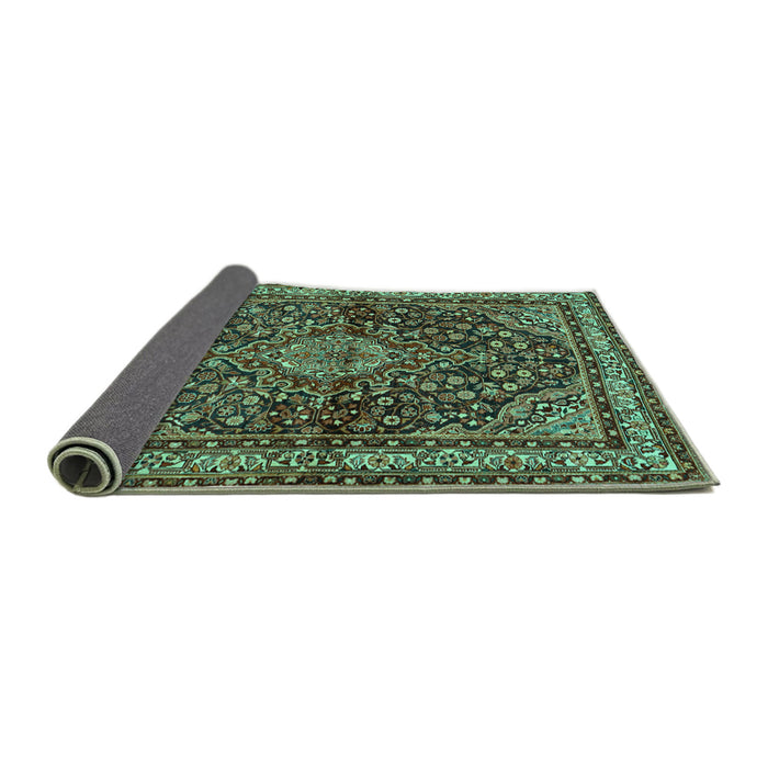 Sideview of Persian Turquoise Traditional Rug, tr2022turq