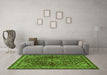 Machine Washable Persian Green Traditional Area Rugs in a Living Room,, wshtr2022grn