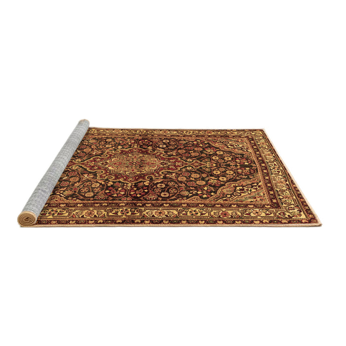 Sideview of Machine Washable Persian Brown Traditional Rug, wshtr2022brn