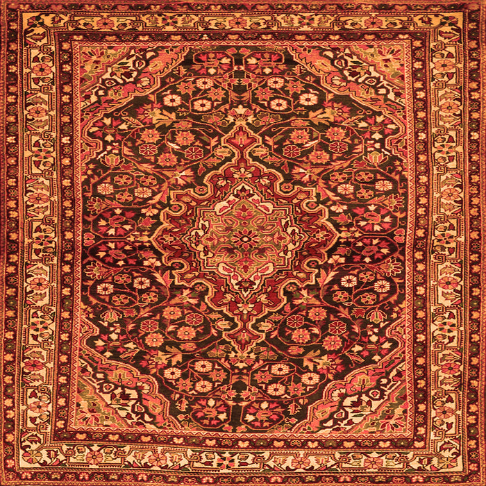 Round Machine Washable Persian Orange Traditional Area Rugs, wshtr2022org