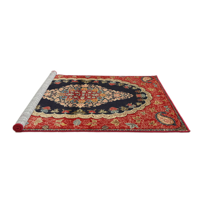Sideview of Machine Washable Traditional Tomato Red Rug, wshtr2023