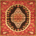 Round Machine Washable Medallion Orange Traditional Area Rugs, wshtr2023org