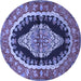 Round Medallion Blue Traditional Rug, tr2023blu