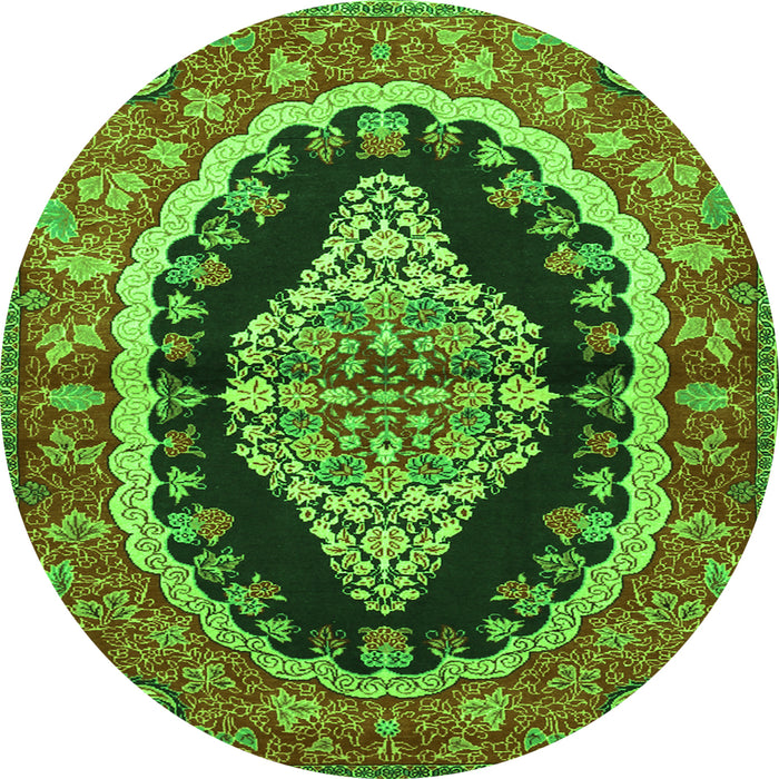 Machine Washable Medallion Green Traditional Area Rugs, wshtr2023grn