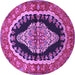 Round Medallion Purple Traditional Rug, tr2023pur