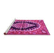 Sideview of Machine Washable Medallion Pink Traditional Rug, wshtr2023pnk