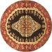 Round Medallion Brown Traditional Rug, tr2023brn