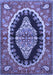 Machine Washable Medallion Blue Traditional Rug, wshtr2023blu