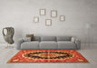 Machine Washable Medallion Orange Traditional Area Rugs in a Living Room, wshtr2023org