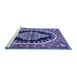 Sideview of Machine Washable Medallion Blue Traditional Rug, wshtr2023blu