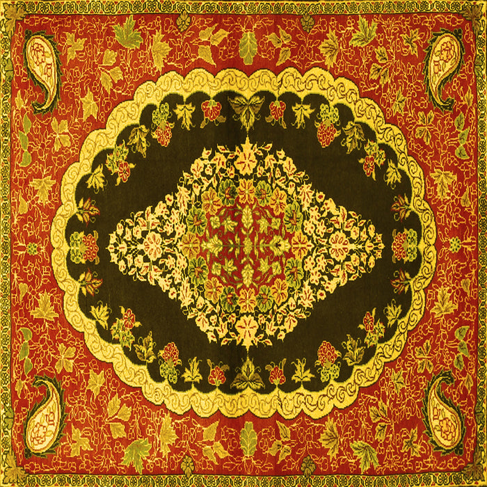 Square Medallion Yellow Traditional Rug, tr2023yw