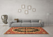 Machine Washable Medallion Brown Traditional Rug in a Living Room,, wshtr2023brn