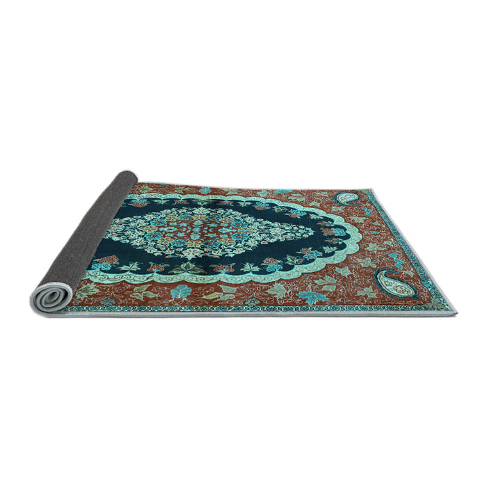 Sideview of Medallion Light Blue Traditional Rug, tr2023lblu