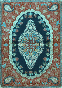 Medallion Light Blue Traditional Rug, tr2023lblu