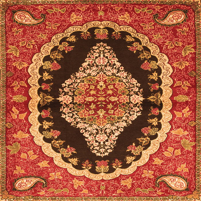 Serging Thickness of Medallion Orange Traditional Rug, tr2023org