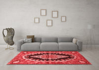 Machine Washable Medallion Red Traditional Rug, wshtr2023red