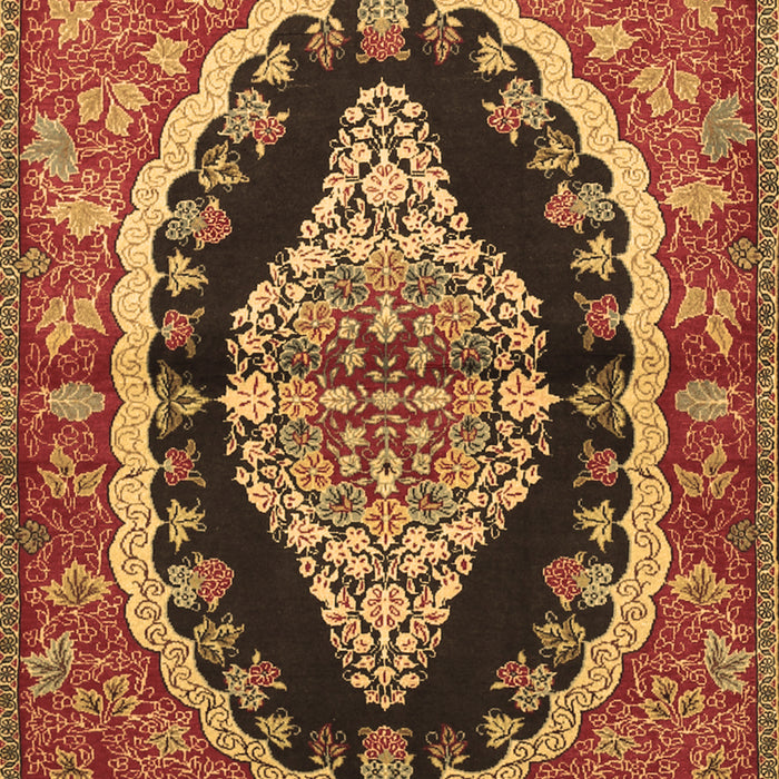 Machine Washable Medallion Brown Traditional Rug, wshtr2023brn