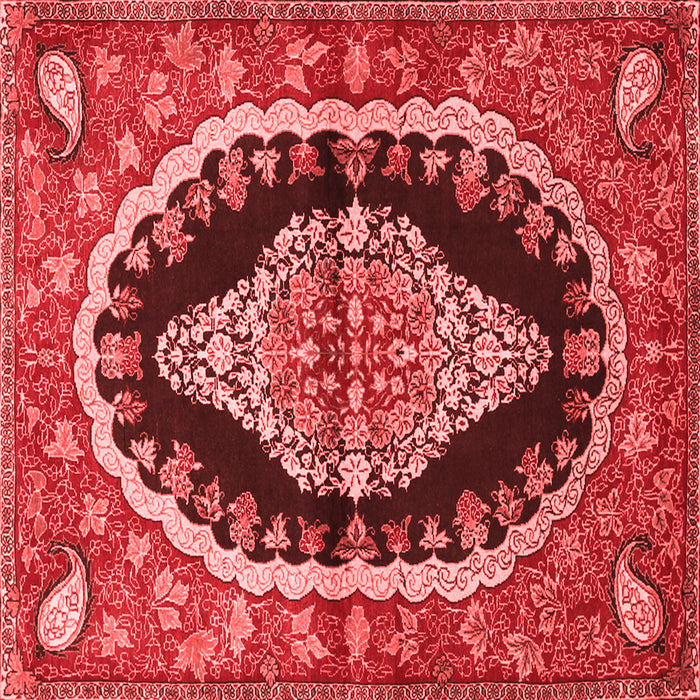 Machine Washable Medallion Red Traditional Rug, wshtr2023red
