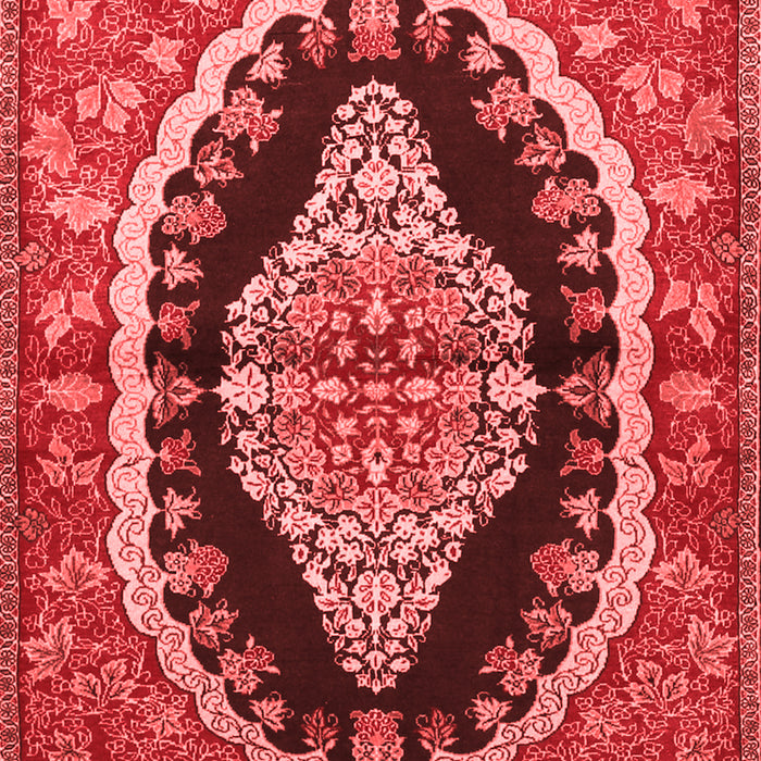 Machine Washable Medallion Red Traditional Rug, wshtr2023red