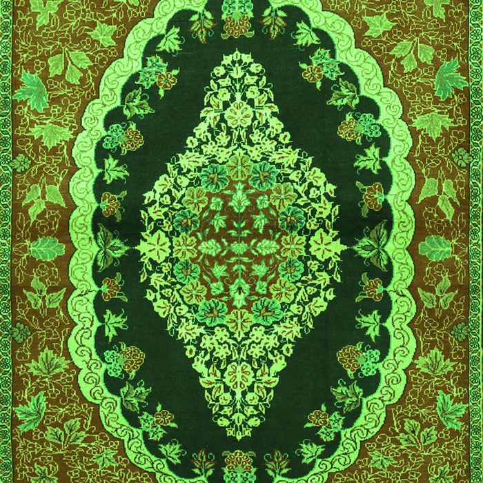 Serging Thickness of Machine Washable Medallion Green Traditional Area Rugs, wshtr2023grn
