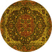 Round Persian Yellow Traditional Rug, tr2024yw