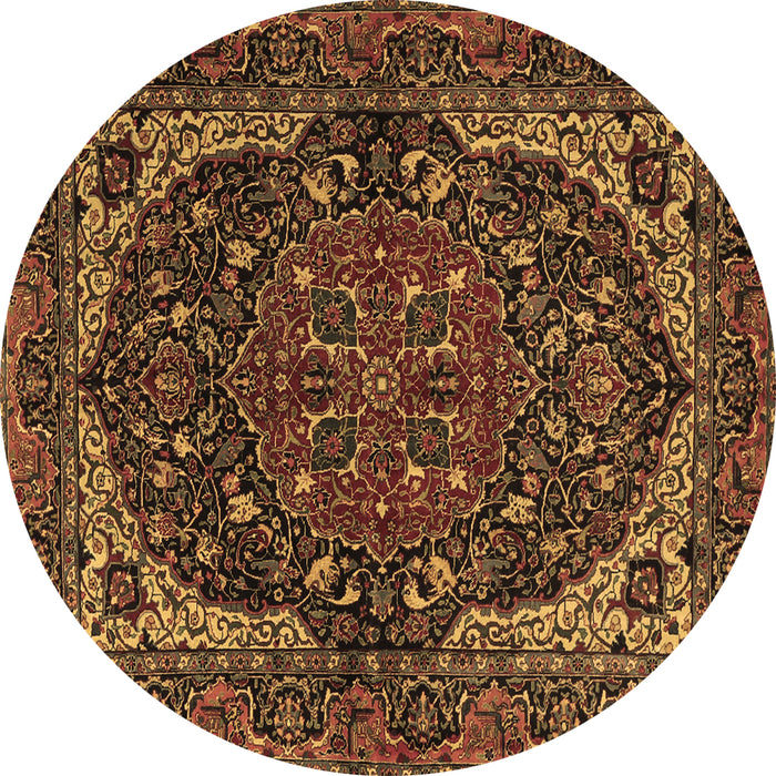 Round Persian Brown Traditional Rug, tr2024brn