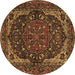 Round Persian Brown Traditional Rug, tr2024brn