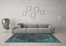 Machine Washable Persian Light Blue Traditional Rug in a Living Room, wshtr2024lblu