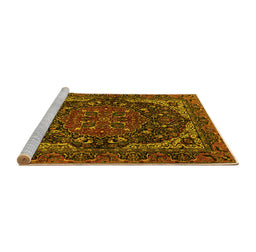 Sideview of Machine Washable Persian Yellow Traditional Rug, wshtr2024yw