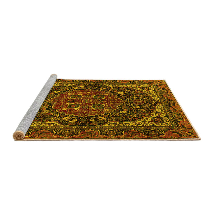 Sideview of Machine Washable Persian Yellow Traditional Rug, wshtr2024yw
