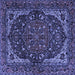 Square Machine Washable Persian Blue Traditional Rug, wshtr2024blu