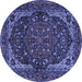 Round Machine Washable Persian Blue Traditional Rug, wshtr2024blu