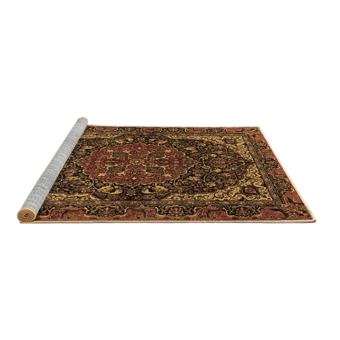 Sideview of Machine Washable Persian Brown Traditional Rug, wshtr2024brn