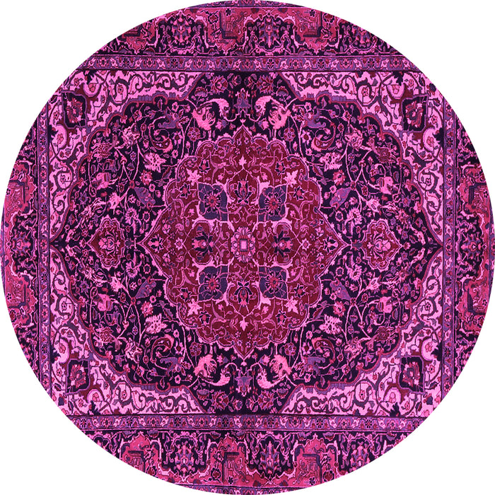 Round Machine Washable Persian Pink Traditional Rug, wshtr2024pnk