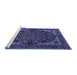 Sideview of Machine Washable Persian Blue Traditional Rug, wshtr2024blu