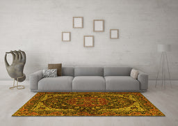 Machine Washable Persian Yellow Traditional Rug in a Living Room, wshtr2024yw
