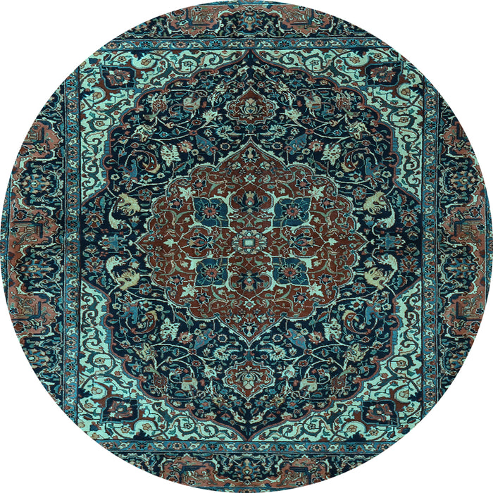 Round Persian Light Blue Traditional Rug, tr2024lblu